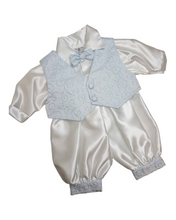 Load image into Gallery viewer, Boys white/blue christening outfit