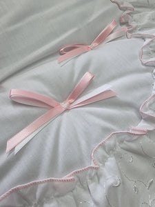 White/pink Pram Quilt and pillow case