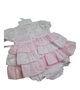 Pink baby dress, knickers & hairband