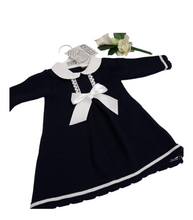 Load image into Gallery viewer, Knitted Dorothy dress -navy
