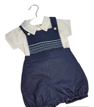 Load image into Gallery viewer, Navy/white baby outfit

