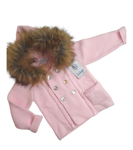 Rahigo pink knit jacket with hood