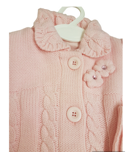 Knitted Pink baby coat set