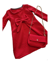 Load image into Gallery viewer, Girls Red Bow Dress &amp; Bag
