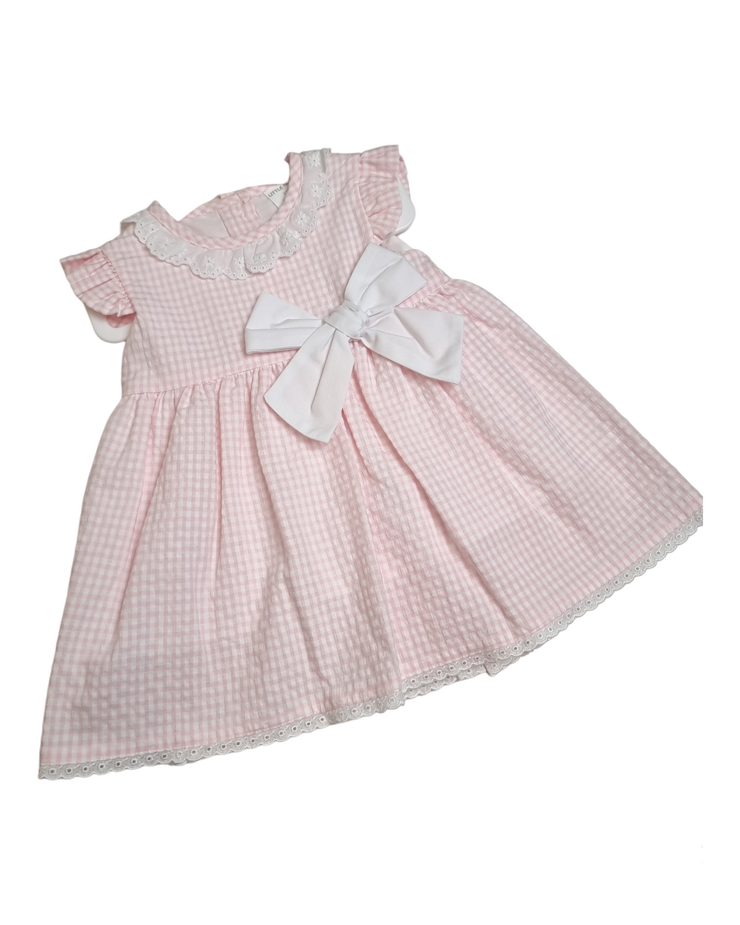 Pink gingham bow dress