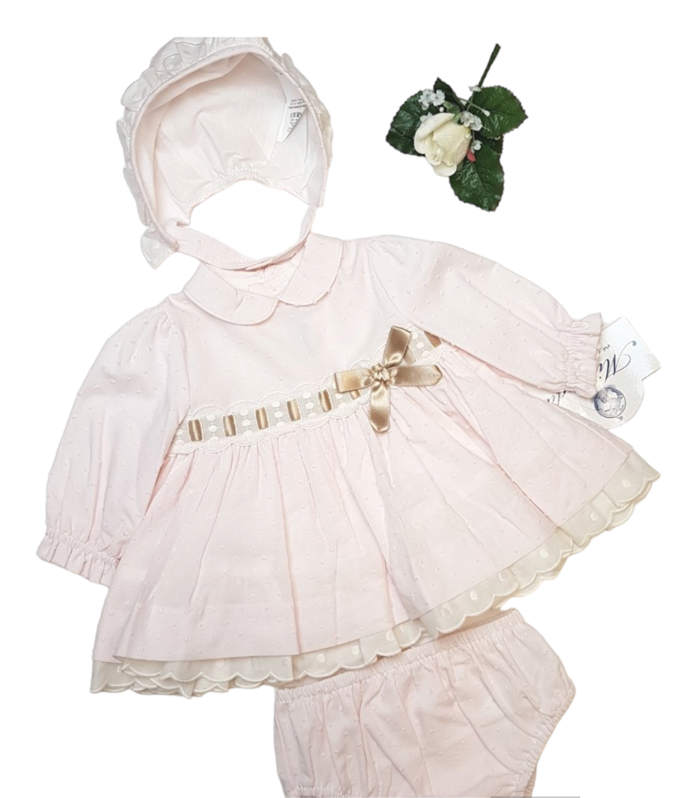 Baby dress, bonnet & knickers