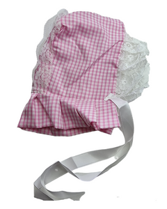 Vintage Baby bonnets - pink gingham