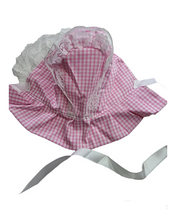 Load image into Gallery viewer, Vintage Baby bonnets - pink gingham
