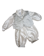 Load image into Gallery viewer, Boys white/grey/silver ceremonial suit

