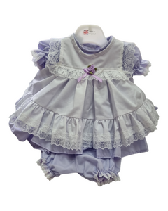 Handmade Frilly baby dress & bloomers - lilac