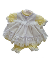 Load image into Gallery viewer, Handmade Lemon frilly baby dress outfit
