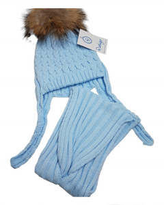 Blue knit hat & scarf Rahigo