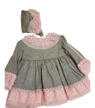 Load image into Gallery viewer, Miranda baby dress &amp; bonnet

