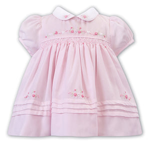 Newborn pink smock dress - Sarah Louise