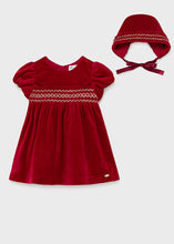Load image into Gallery viewer, Velvet baby dress &amp; bonnet
