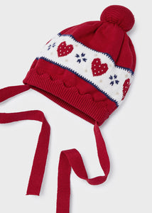 Red knit baby dress & hat