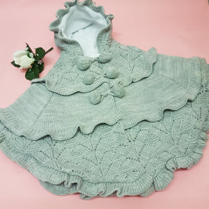 Grey knit poncho baby girl