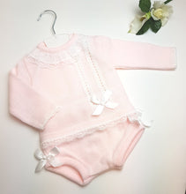 Load image into Gallery viewer, Pink baby knitted 2 piece set
