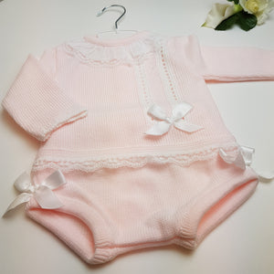 Pink baby knitted 2 piece set