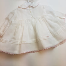 Load image into Gallery viewer, Ivory/pink baby dress &amp; bonnet
