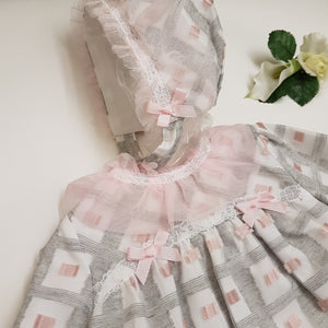 Spanish baby dress, knicker & bonnet set - 6 month