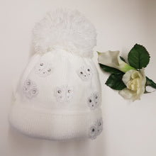 Load image into Gallery viewer, Baby girl large pom hat - butterfly
