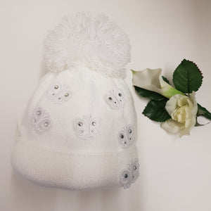 Baby girl large pom hat - butterfly