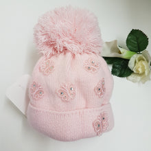 Load image into Gallery viewer, Baby girl large pom hat - butterfly
