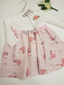 Pink heart girls dress & bag