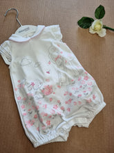 Load image into Gallery viewer, White/pink Bunny romper newbaby
