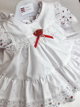 Load image into Gallery viewer, Handmade baby frilly dress - strawberry
