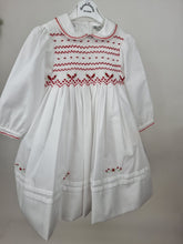 Load image into Gallery viewer, Sarah Louise white/red smocking dress
