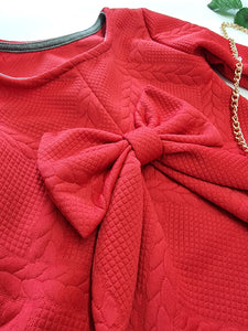 Girls Red Bow Dress & Bag