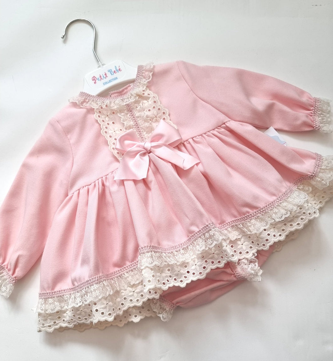 Pink bow lace dress & panty