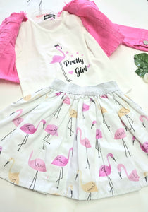 Flamingo 3 piece Skirt, top & Jacket outfit