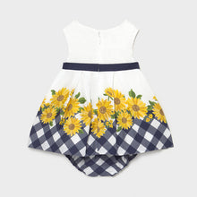 Load image into Gallery viewer, White/navy/yellow baby dress &amp; knickers
