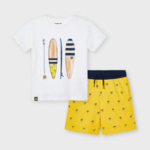 Load image into Gallery viewer, Mayoral boys yellow shorts &amp; t-shirt set  7 year
