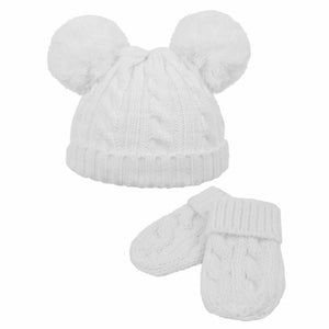 Baby double pom hat & mitts set
