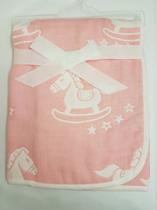Pink Baby Blanket rocking horse