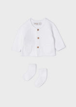 Load image into Gallery viewer, Mayoral White baby Cardigan &amp; Socks
