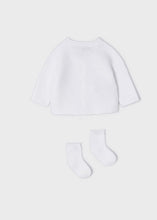 Load image into Gallery viewer, Mayoral White baby Cardigan &amp; Socks
