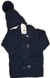 Blue knitted coat & hat