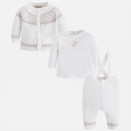 Knit newborn cream cardigan set