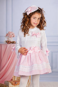 Pink bow blouse & skirt 8 year