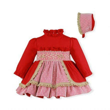 Load image into Gallery viewer, miranda red puffball dress and bonnet
