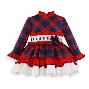 Miranda red/navy tartan spanish dress - 4 year