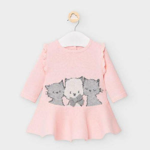 Knitted baby dress pink