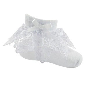 Frilly baby socks - white