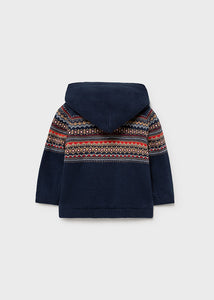 Jacquard knitted hooded jacket